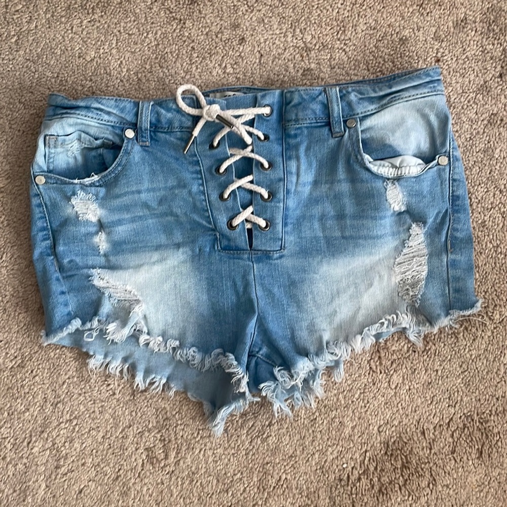 Refuge Lace up Jean Shorts